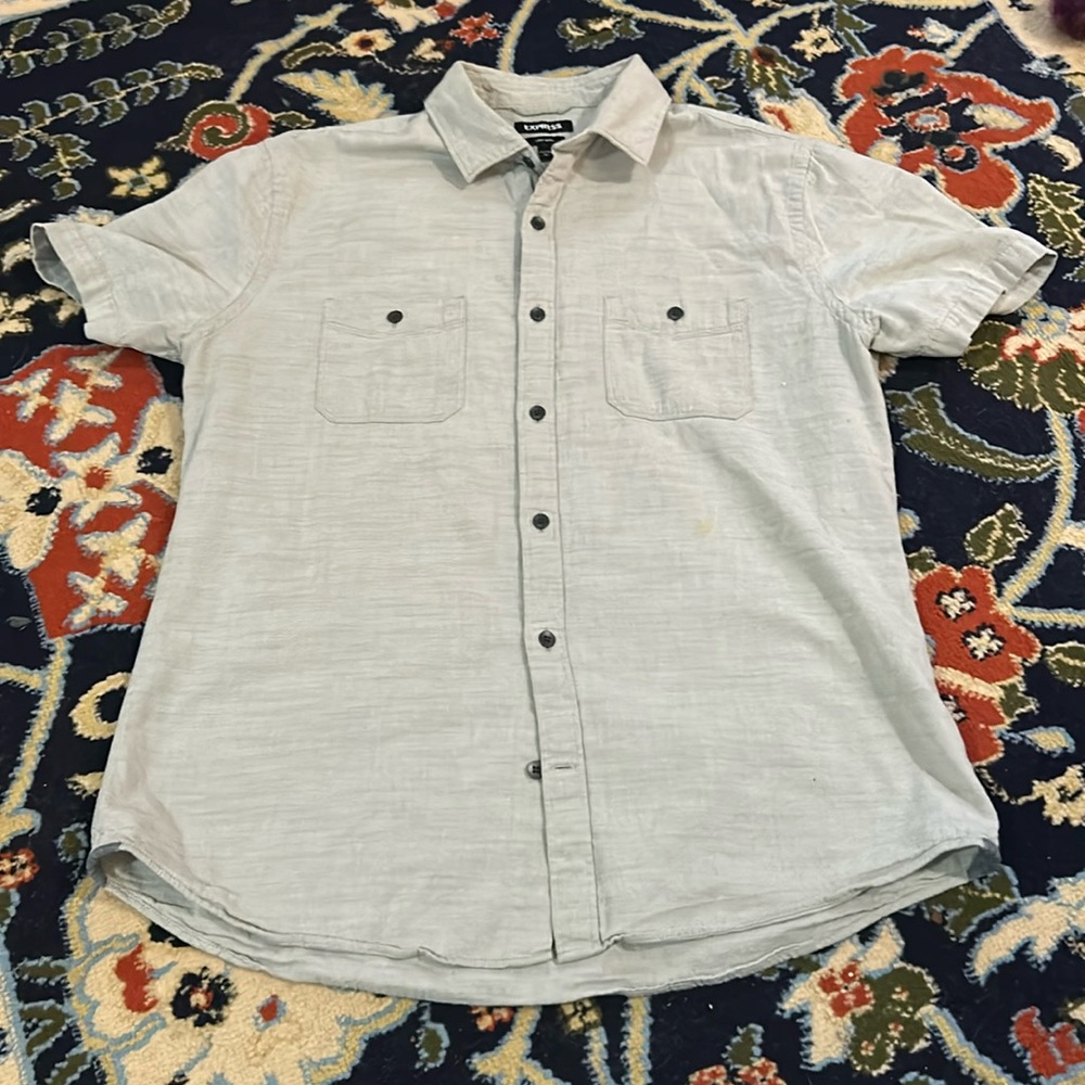 Express Light Green Short Sleeve Button Down